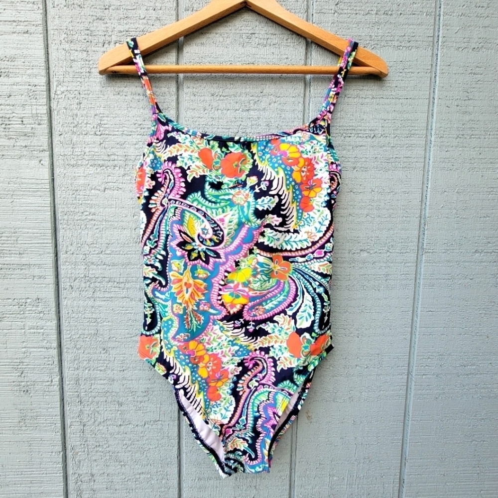 Lauren Ralph Lauren Paisley One Piece Swimsuit size 10 Multicolor Colorful